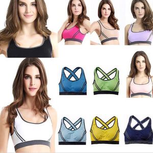 Populaire vrouwen gevoerde top atletische vest gym fitness sport beha stretch katoen naadloze sexy sportieve vest bh's gratis verzending