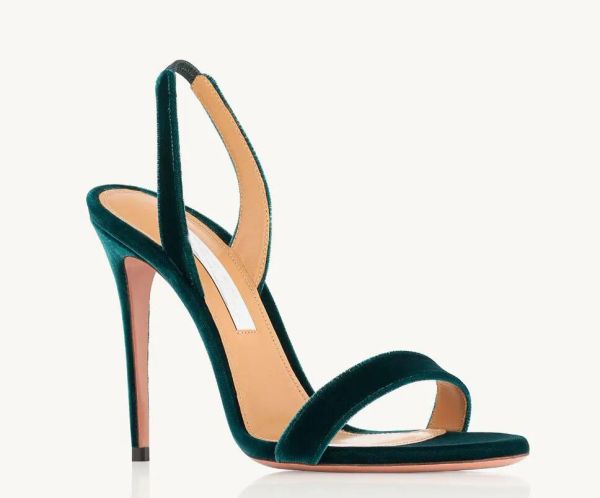 Femmes populaires été Aquazzuras sandales pour femmes Trouble Maker Sandale Talons lier parti robe de mariée chaussures talon sangle arrière semelle en cuir sandale boîte 35-43