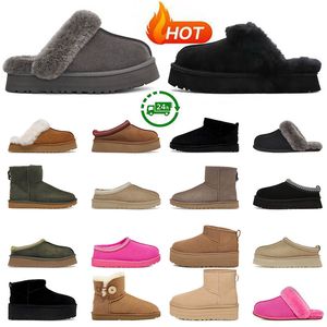 Populaire dames tazz tasman pantoffels laarzen Uggg enkel ultra casual warme wollen schoenen schapenvacht leren laarzen met kaart gratis overslag winter enkellaarsjes