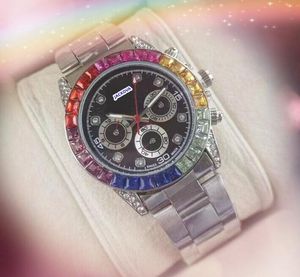 Gatchs pour hommes populaires Business Casual Clock Japan Quartz Mouvement Full Inoxydless Steel Date Date colorée Diamonds Ring Watch Reogio Feminino Cadeaux