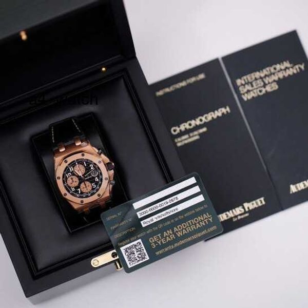 Colección de relojes de pulsera popular Reloj de pulsera Reloj AP Epic Royal Oak Offshore 26470OR Reloj para hombre con cara negra Cronógrafo de oro rosa de 18 quilates Reloj mecánico automático suizo