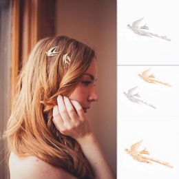 Popularité simple épingle à cheveux argent/or couleur oiseau Hirondelle épingle à cheveux barrettes pour alliage animal pince à cheveux accessoires 1 PCS