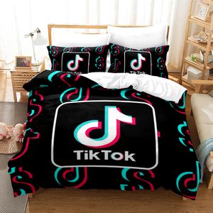 Populor App Tiktok motif housse de couette avec taie d'oreiller ensemble de literie simple Double Twin Full Queen King Size pour la décoration de chambre T20324y