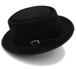 Chapeau à tarte de porc pour femmes hommes avec cuir de mode pour papa laine Fedora Fedora pour Lady Gambler trilby Taille 58CM8804833