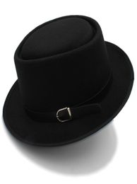 Chapeau à tarte de porc pour femmes hommes avec cuir de mode pour papa laine Fedora Fedora pour Lady Gambler trilby Taille 58cm1514457