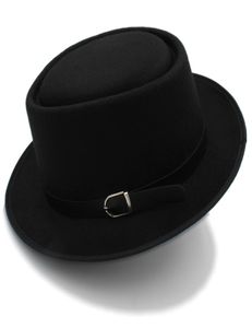 Chapeau à tarte de porc pour femmes hommes avec cuir de mode pour papa laine Fedora Fedora pour Lady Gambler trilby Taille 58cm9063001