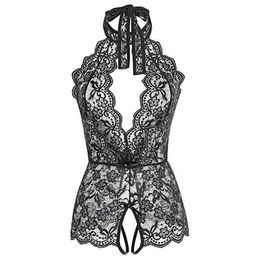 Lingerie porno costumes érotiques sexy en dentelle ouverte de soutien-gorge robe de sexe pamas tentation de perspective sous-vêtements femmes exotiques vêtements Q07202190