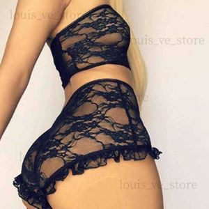 Porn Sexy Femmes Lace Tulle Lingerie Set Ruffle Sleepwear Babydoll Ladies Erotic Bandeau Underwear Nightwear Exotic sets Bras T230808