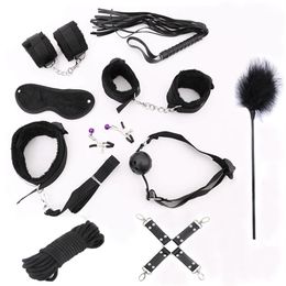 Porno Sex Handboeien Tepelklemmen Zweep Gag Bdsm Sex Kraag Masker Bondage Set Sexy Lingerie Handboeien Voor Sex Voor volwassen Woman323z