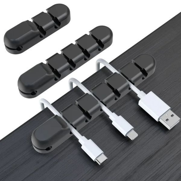 Organizador de cable poroso de goma Data USB Cable de gestión Cable de gestión Cable de cable soporte de cable de escritorio para alambre de auriculares con teclado del mouse
