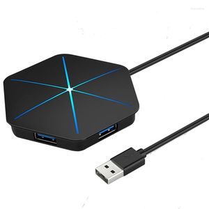 Porta para HUB Splitter com leitor de cartão SD TF OTG RGB indicador de carregamento de telefone extensor de computador hexágono