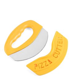 Cortador de Pizza portátil, picador de alimentos, cortador de Pizza de acero inoxidable súper afilado con funda protectora, Kit de cuchillo de Pizza multifunción