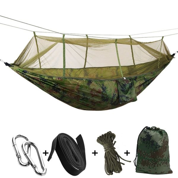 Hamaca portátil con mosquitera para 1-2 personas, cama colgante, columpio para dormir, hamaca para acampar al aire libre, pesca, viaje y playa
