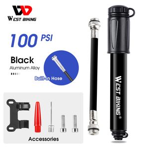 Draagbare 100psi Mini Bike Pump Aluminium Aluminium Legering Fiets Hand Luchtpomp Banden Inflator Schrader Presta Valve MTB Road Cycling Pump