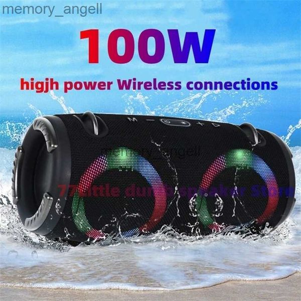 Portable 100W haute puissance sans fil TWS subwoofer portable étanche carte haut-parleur RGB coloré rotatif clignotant lumière bluetooth 221017 HKD230912