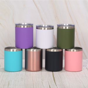 Portable 10oz Tumblers Mug Stainless Steel Double Wall Vacuum Insulated Cold Hot Coffee Mugs Solid Color Travel Mugs VTKY2078