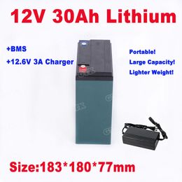 Batería portátil de iones de litio de 12v 30Ah 35Ah para herramienta eléctrica de 500w/portátil de respaldo/lámpara de xenón/cámara CCTV + cargador 5A