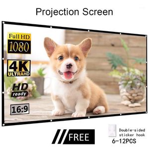 Projectieschermen Draagbaar 16: 9 4K-projectorscherm Indoor Proyector Movie Outdoor Pantalla voor Home Theatre Drop 1