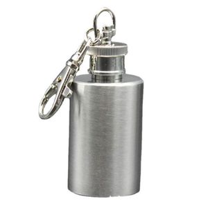 Portable 1 oz en acier inoxydable forme ronde flacons de hanche vin porte-clés hommes porte-clés en plein air voyage sport accessoires