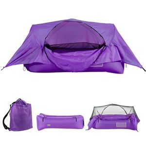 Draagbare 2-in-1 luchtbedtent, opblaasbare luchtbank met luifel, buiten kamperen, backpacken, wandelen, ophangbed, tenten en schuilplaatsen298M