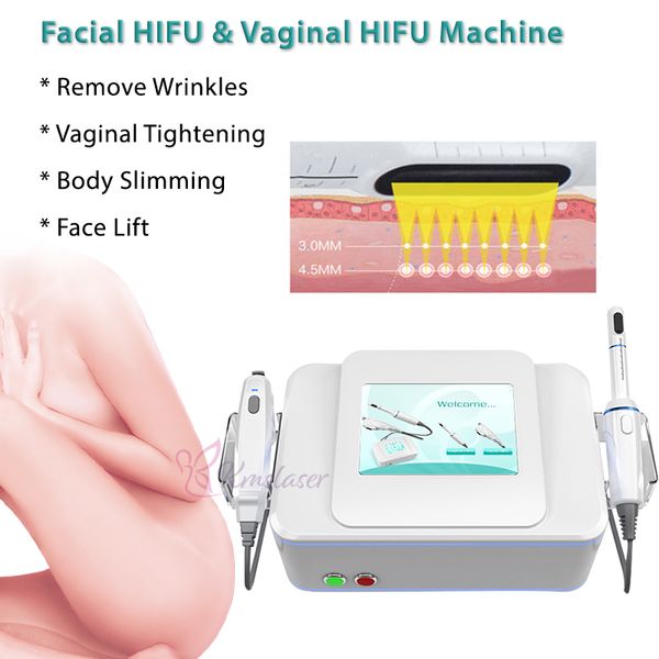 Portable 2 en 1 HIFU corps minceur resserrement Vaginal et Lifting du visage mise au point ultrasonique Machine de rajeunissement de la peau du visage