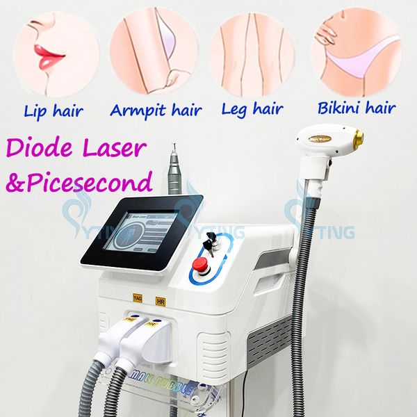 Portable 2 en 1 Multifonction Laser Picoseconde Élimination des pigments de tatouage Q Switch Diode 808nm Convient à tous les types de peau Hommes Femmes Épilation permanente