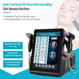 Portable 2 en 1 RF Microneedle Micro Needling Machine Professional Radio Frequency Gold Micro Needle Skin Lifting Anti-Aging Acne Removal Treatment