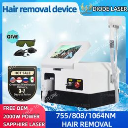 Draagbare 2000W 808nm diode laser 755 808 1064nm golflengte vriespunt pijnloze permanente Alexandrite ontharing