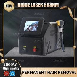 Draagbare 2000W 808nm diode laser RF -apparatuur 755 808 1064nm golflengte vriespunt pijnloze permanente ontharing