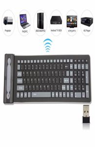 Clavier souple en silicone sans fil portable 24G 107 touches clavier pliable étanche flexible clavier en caoutchouc de poche pour ordinateurs portables PC7040237