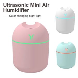 Portable 250ML Mini humidificateur d'air USB Aroma Aromatherapy Diffuseur d'huiles essentielles pour voiture à la maison Brumisateur à ultrasons avec diffuseur de lampe de nuit LED