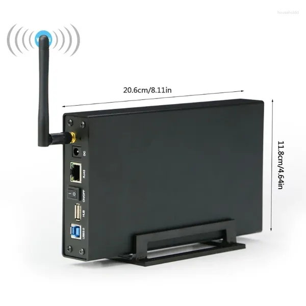 Caja portátil HDD SSD de 3,5 pulgadas, enrutador Wifi, USB 3,0, Rj45, Ethernet, NAS, caja de almacenamiento para servidor de Streaming de red