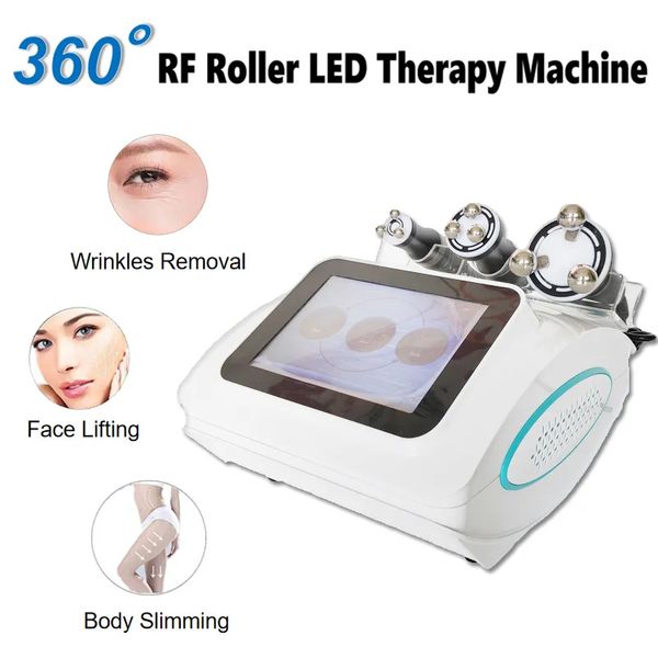 Portable 3 Poignées 360 Roller RF Rolling Skin Serrer Anti-âge Radio Fréquence Lissage Rides Lumière LED avec 360 degrés Roller Balls Machine
