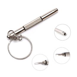 Draagbaar 3 in 1 bril schroevendraaier metaal zonnebril Watch sieraden elektronica speelgoedreparatie tool multifunctionele sleutelhanger mini handgereedschap hw0014