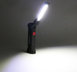 Lampe de poche COB portable à 3 modes, torche LED rechargeable par USB, lampe de travail magnétique COB, lanterne suspendue à crochet pour le camping en plein air1251596
