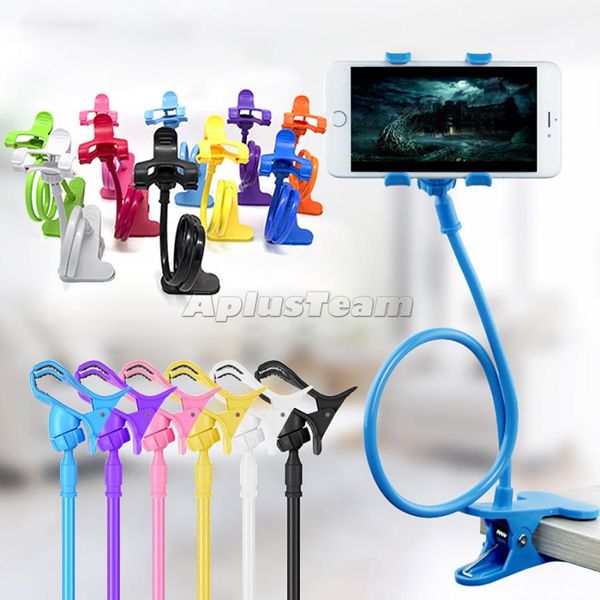 Soporte portátil para teléfono móvil con Clip 360, soporte Flexible para cama perezosa, soporte de escritorio, Base de soporte, soporte de plástico para iphone Huawei