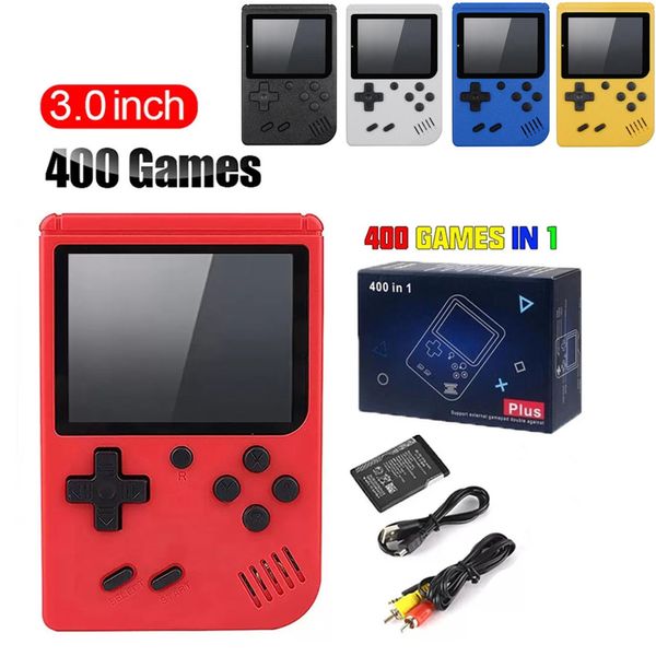 Mini console de jeu vidéo rétro portable 400 en 1, 8 bits, écran LCD couleur 3,0 pouces, sortie AV, 400 jeux classiques intégrés, cadeau pour enfants