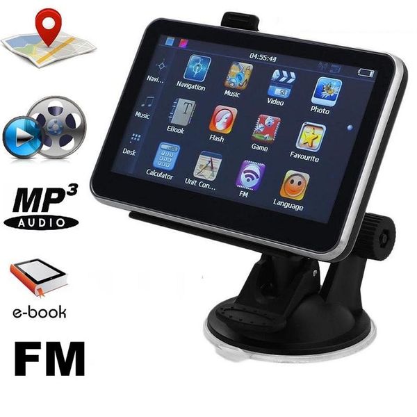 Navigateur automatique de Navigation GPS de camion de voiture Portable de 5 pouces avec transmetteur FM Bluetooth AV 256 Mo + 8 Go Mps multi-pays gratuits