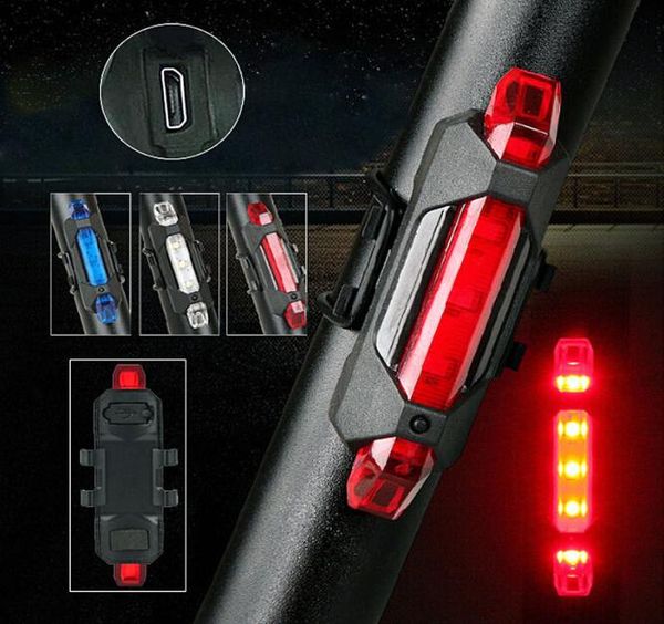 Portable 5 LED USB MTB Road Bike Light Light Caily Safety Advertencia Bicicleta de luz trasera Lámpara trasera de bicicleta Light5876528