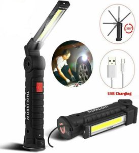 Lampe de poche COB portable à 5 modes, gadget, torche rechargeable par USB, lampe de travail à LED, crochet magnétique, camping en plein air, voiture, sans fil, flexible 8217241