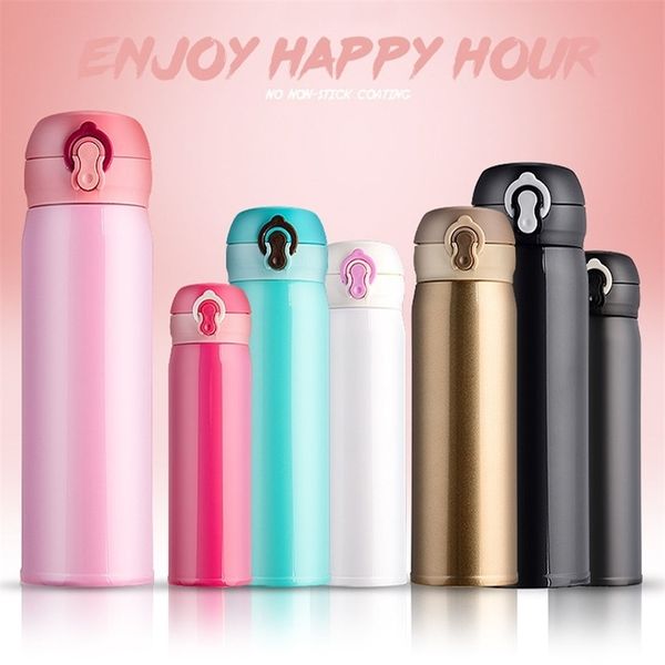 Portable 500 ml Bouteille Thermos Pour Thé Fiole À Vide En Acier Inoxydable Coupe Droite Tasse Femmes Mini Thermocup 211109