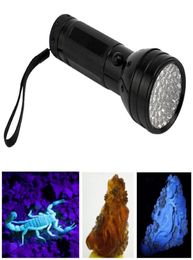 Draagbare 51Led UV LED Purple Light Black Flashlight Aluminium Shell 365410nm Vervalde gedetecteerde Torch Lighting Lamp4972000