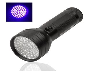 Draagbare 51Led UV LED Purple Light Black Flashlight Aluminium Shell 365410 Nm Vervalste gedetecteerde Torch Lighting Lamp6010165