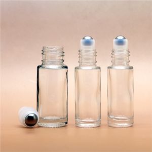 5 ml (1/6 oz) rol op glazen fles geur parfum dikke glazen flessen etherische olie met stalen metalen roller bal
