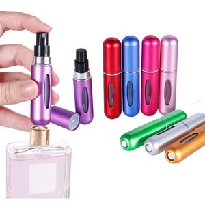 Bouteilles de parfum de pulvérisateur de pompe de remplissage inférieure portative de 5 ml en aluminium Mini huile essentielle tubes à essai d'échantillon vides atomiseurs testeur d'essai d'emballage cosmétique de voyage