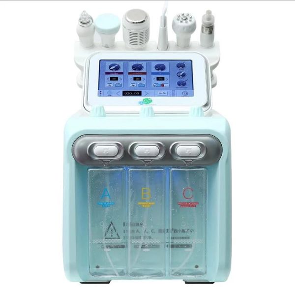 Portable 6 en 1 Dermabrasión de diamante hidrofacial Jet de oxígeno Peel Ultrasonic Skrebber Care Microdermabrasión Máquina de spa