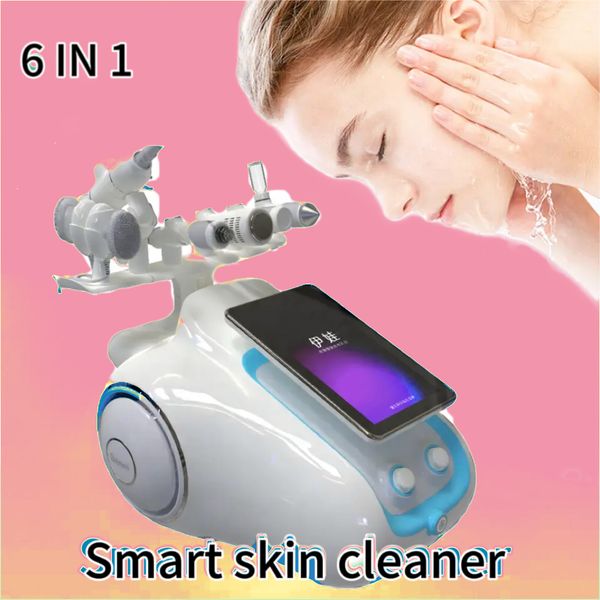 Portable 6 en 1 eau reconstituant la peau pulvérisation chaude silicone RF massage par vibration élimine les taches sombres aqua peeling machine de nettoyage de la peau du visage
