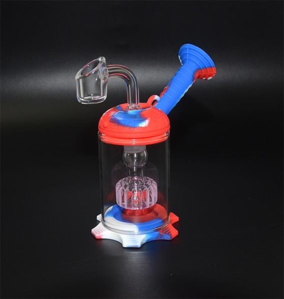 Pipa de agua portátil de 6 pulgadas para cachimba Bong, pipa para fumar concentrada de plataforma petrolera de silicona irrompible con recipiente de cera de 5 ml y Titani5052952