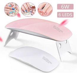 Draagbare 6W Mini UV LED-lamp USB-oplaadgel Polish Curing Machine Nageldroger WhitePink6306476