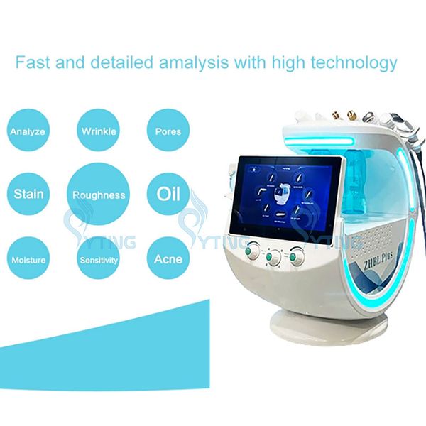 Máquina portátil 7 en 1 Hydra Dermabrasion con análisis de análisis de la piel Azul inteligente RF Oxígeno Jet de agua Peel Peling Hydro Facial Máquina facial